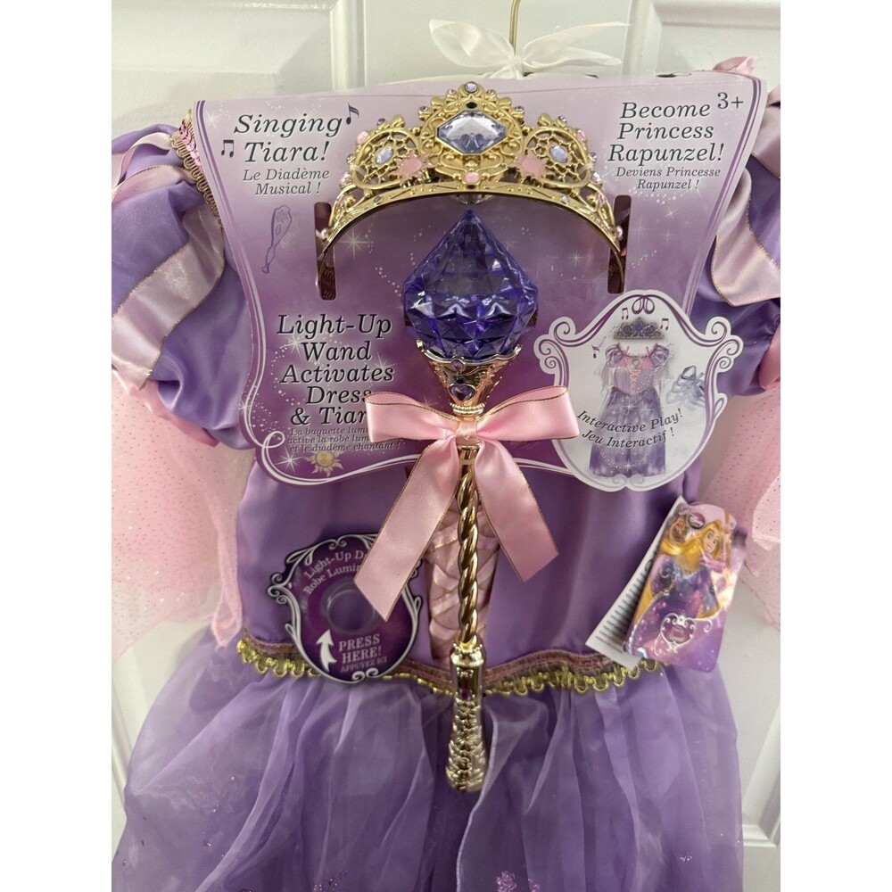 Disney Store Princess Rapunzel Deluxe Light Up Costume Tiara Wand Size 5/6 FLAW - Picture 8 of 15